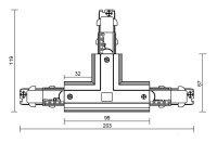 3-Phasen Schienensystem - D Line DALI T-Verbinder rechts-rechts-links mit Wechse