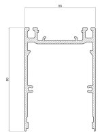 Profil - PLANO MS, 80 x 55mm, alu eloxiert mit LED-Träger, 2,5m