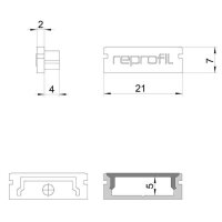 Profil Endkappe - Endkappe P-AU-01-15 Set 2 Stk, Schwarz