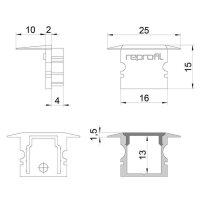 Profil Endkappe - Endkappe P-ET-02-10 Set 2 Stk, Schwarz