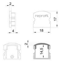 Profil Endkappe - Endkappe F-AU-02-12 Set 2 Stk, Grau