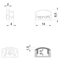 Profil Endkappe - Endkappe F-AU-01-08 Set 2 Stk, Grau