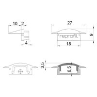 Profil Endkappe - Endkappe F-ET-01-12 Set 2 Stk, Weiß