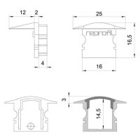 Profil Endkappe - Endkappe F-ET-02-10 Set 2 Stk, Weiß