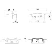 Profil Endkappe - Endkappe F-ET-01-15 Set 2 Stk, Grau