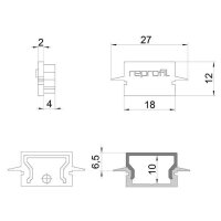 Profil Endkappe - Endkappe H-ET-01-12 Set 2 Stk, Schwarz