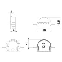 Profil Endkappe - Endkappe R-ET-01-12 Set 2 Stk, Schwarz