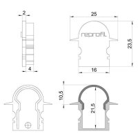 Profil Endkappe - Endkappe R-ET-02-10 Set 2 Stk, Schwarz