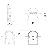 Profil Endkappe - Endkappe R-ET-02-12 Set 2 Stk, Schwarz